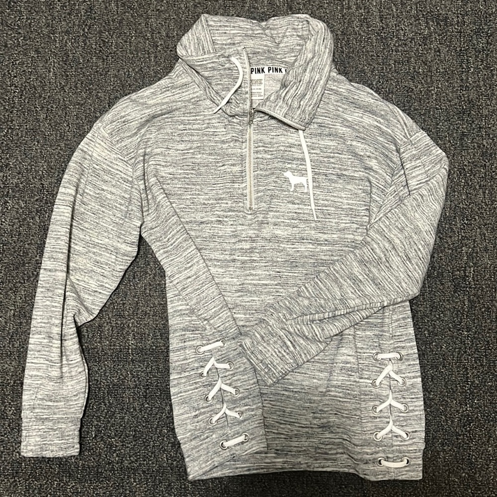 PINK grey quarter zip